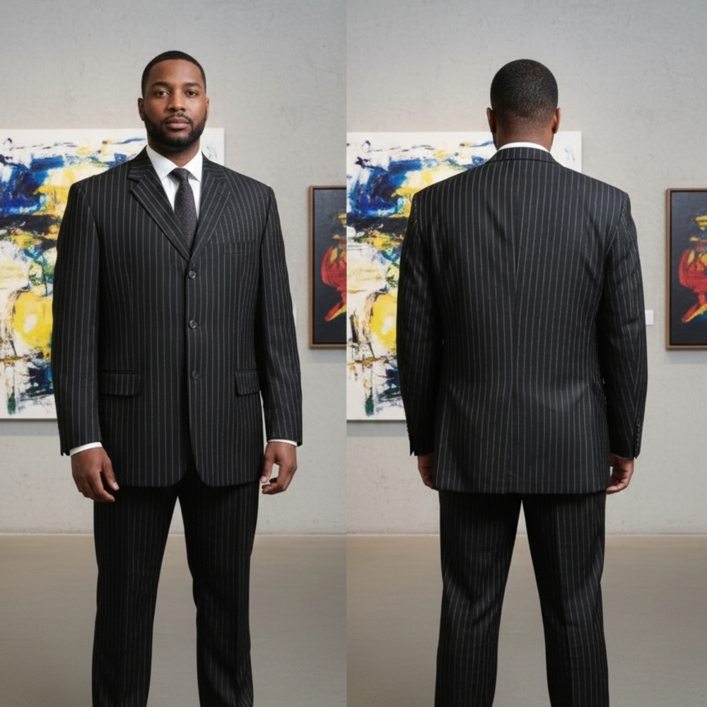 Elegant Lucelli Black Pinstriped Suit Jacket - Sophisticated Style!